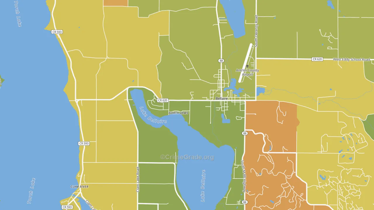 North Arms, MI Map of Burglary Rates