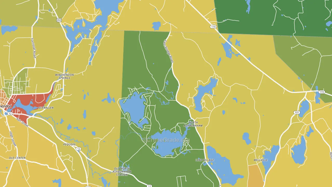 North Ashburnham, MA Map of Burglary Rates