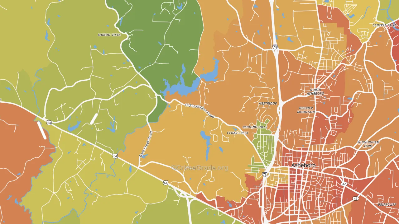 North Asheboro, NC Map of Burglary Rates