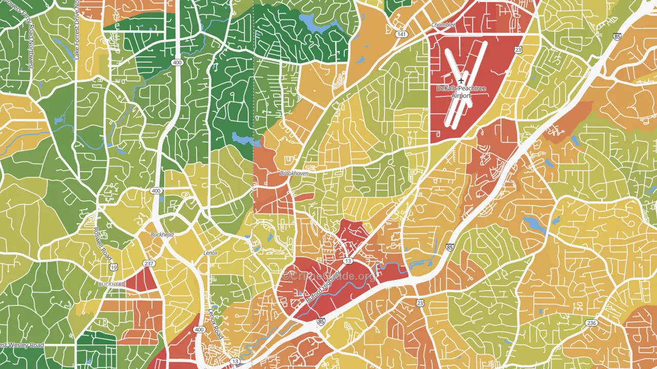 North Atlanta, GA Map of Burglary Rates
