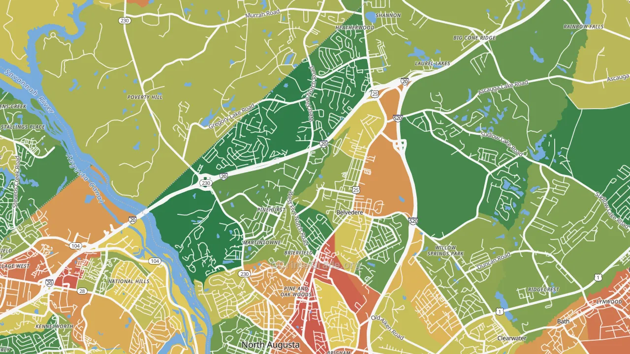 North Augusta, SC Map of Burglary Rates