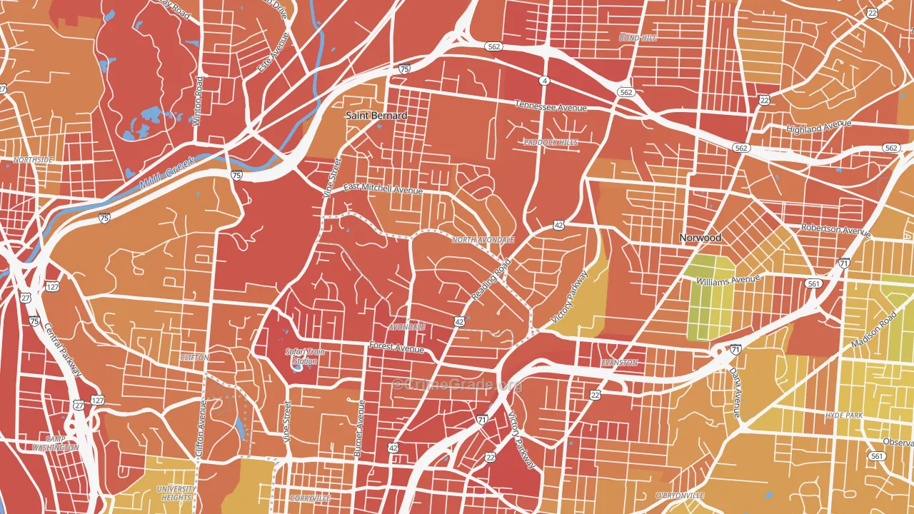 North Avondale, Cincinnati, OH Map of Burglary Rates