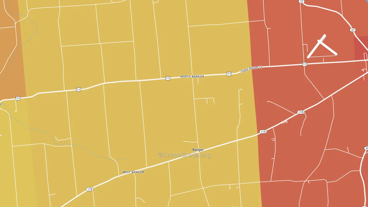 North Bangor, NY Map of Burglary Rates