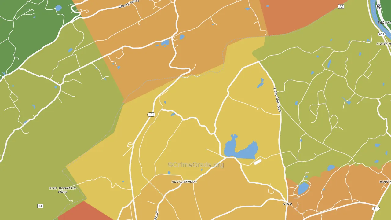 North Bangor, PA Map of Burglary Rates