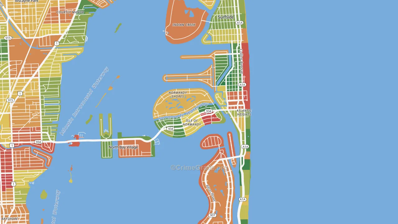 North Bay Village, FL Map of Burglary Rates
