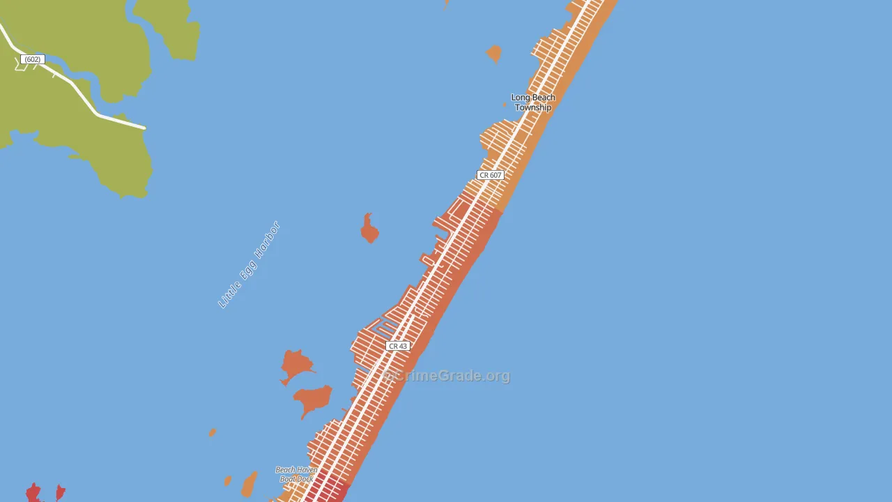North Beach Haven, NJ Map of Burglary Rates