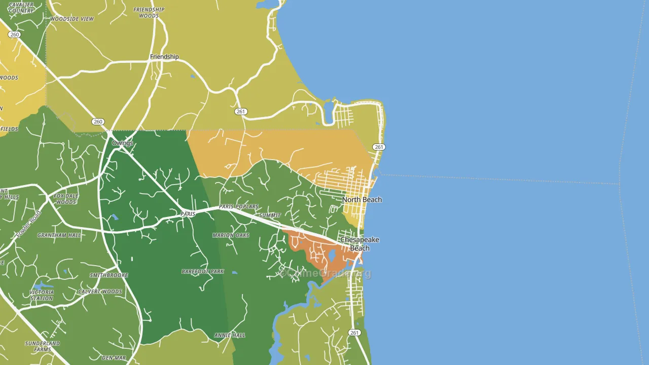 North Beach, MD Map of Burglary Rates