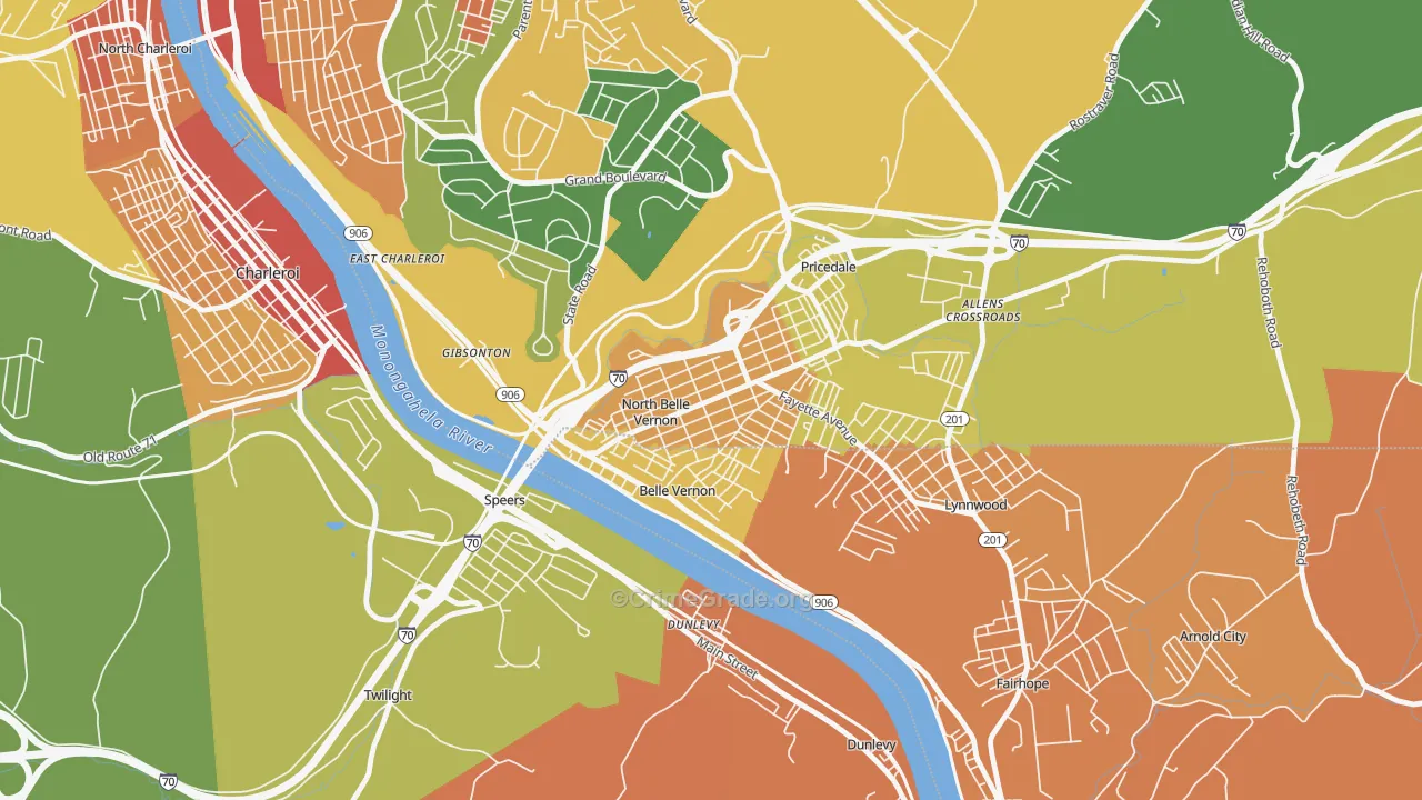 North Belle Vernon, PA Map of Burglary Rates