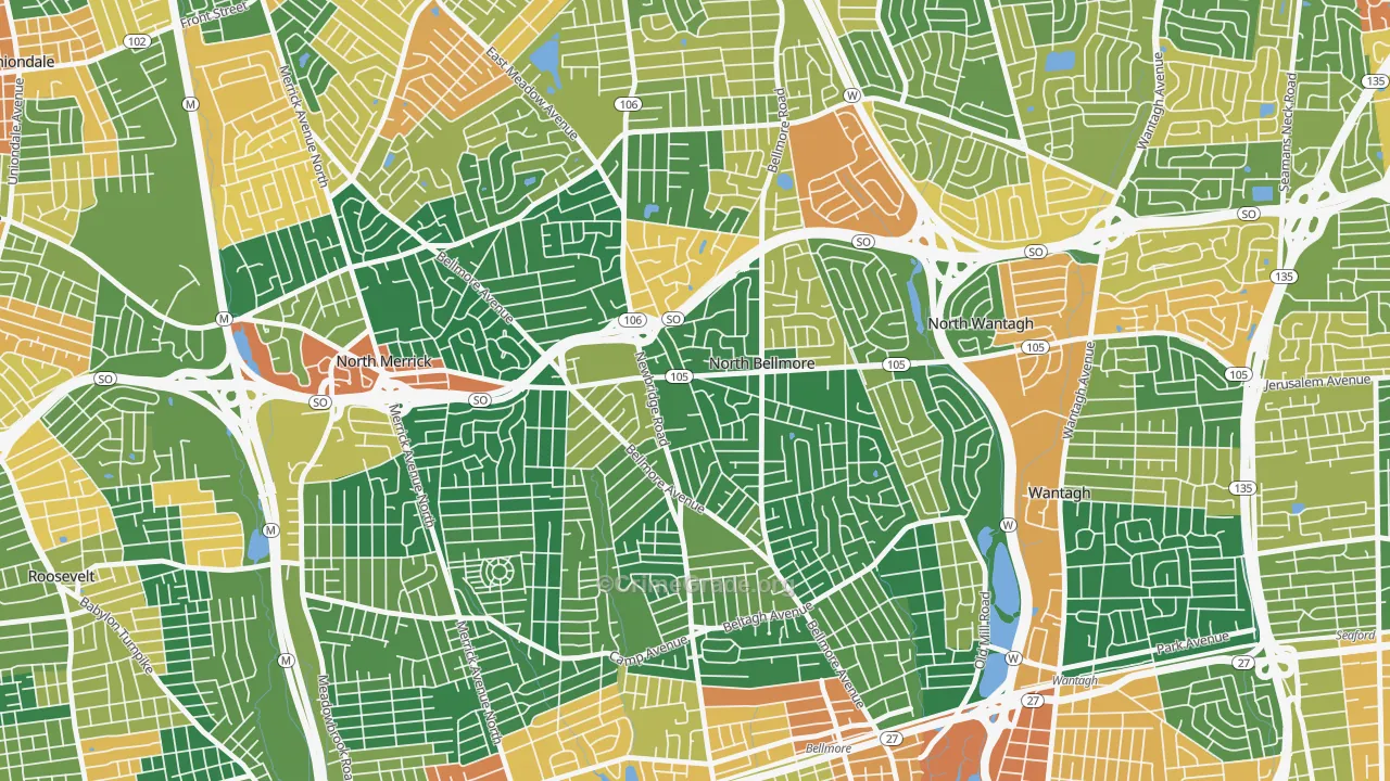 North Bellmore, NY Map of Burglary Rates