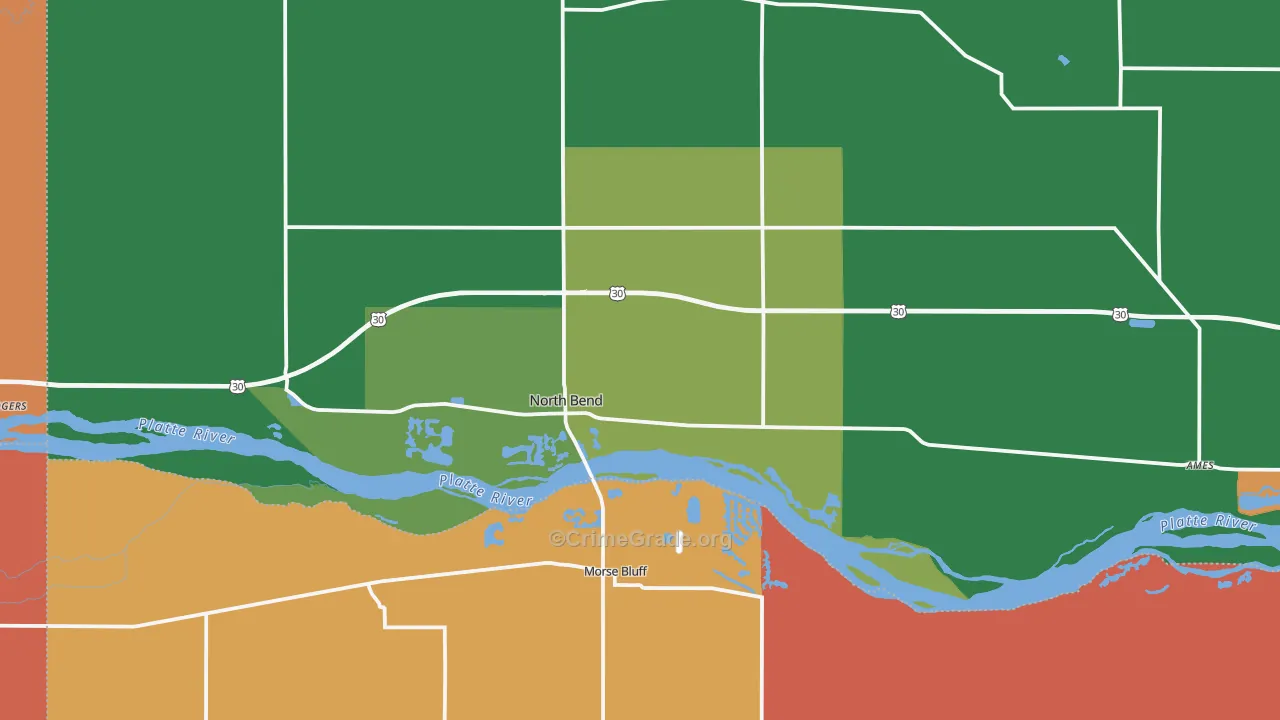 North Bend, NE Map of Burglary Rates