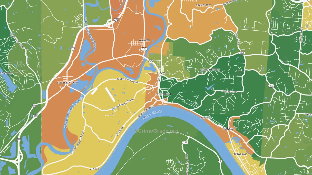 North Bend, OH Map of Burglary Rates