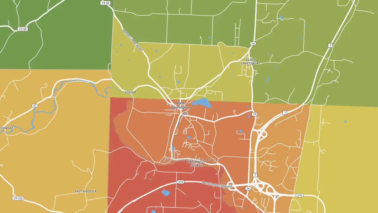 North Bennington, VT Map of Burglary Rates