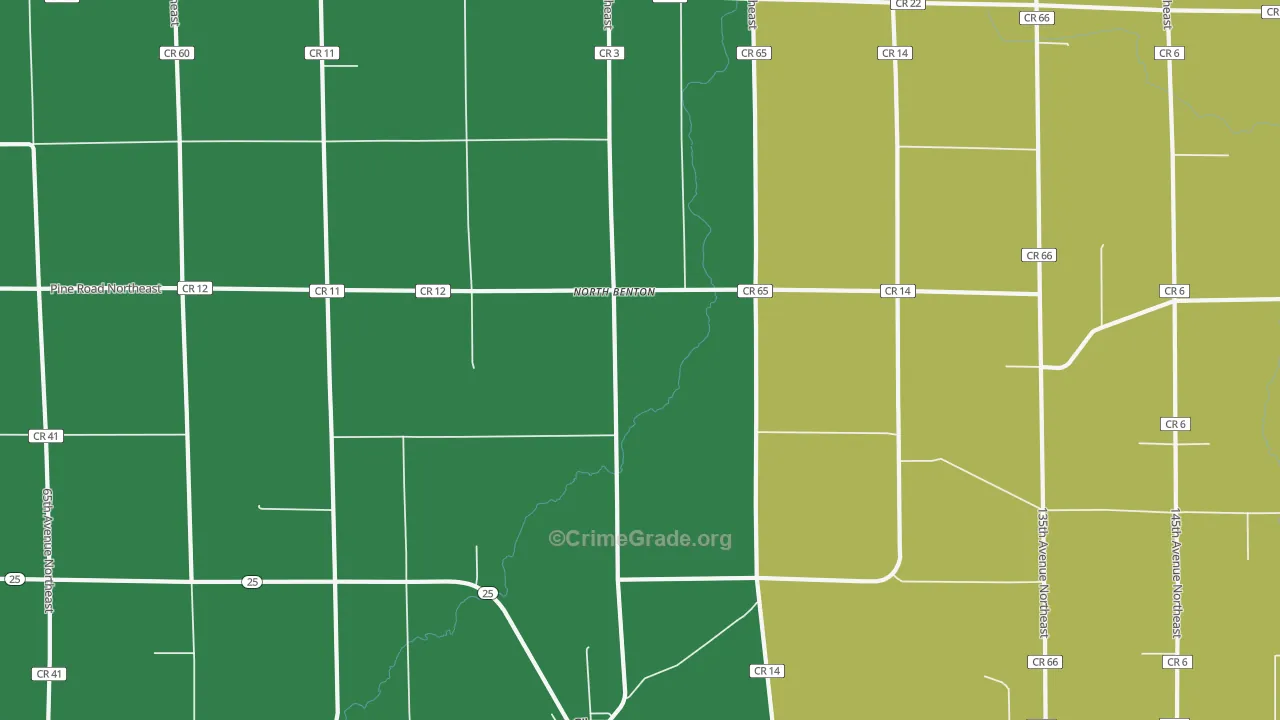 North Benton, MN Map of Burglary Rates