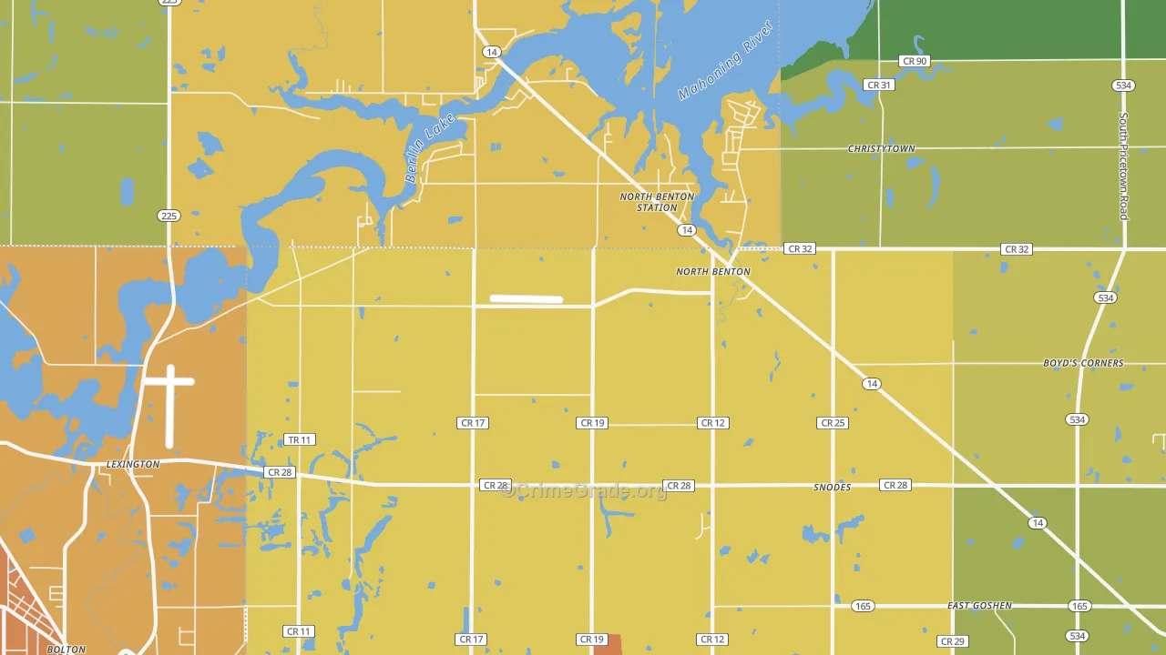 North Benton, OH Map of Burglary Rates