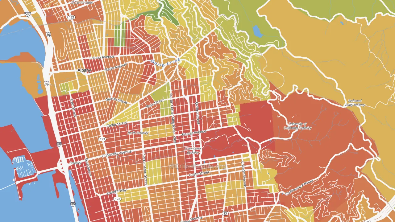 North Berkeley, Berkeley, CA Map of Burglary Rates