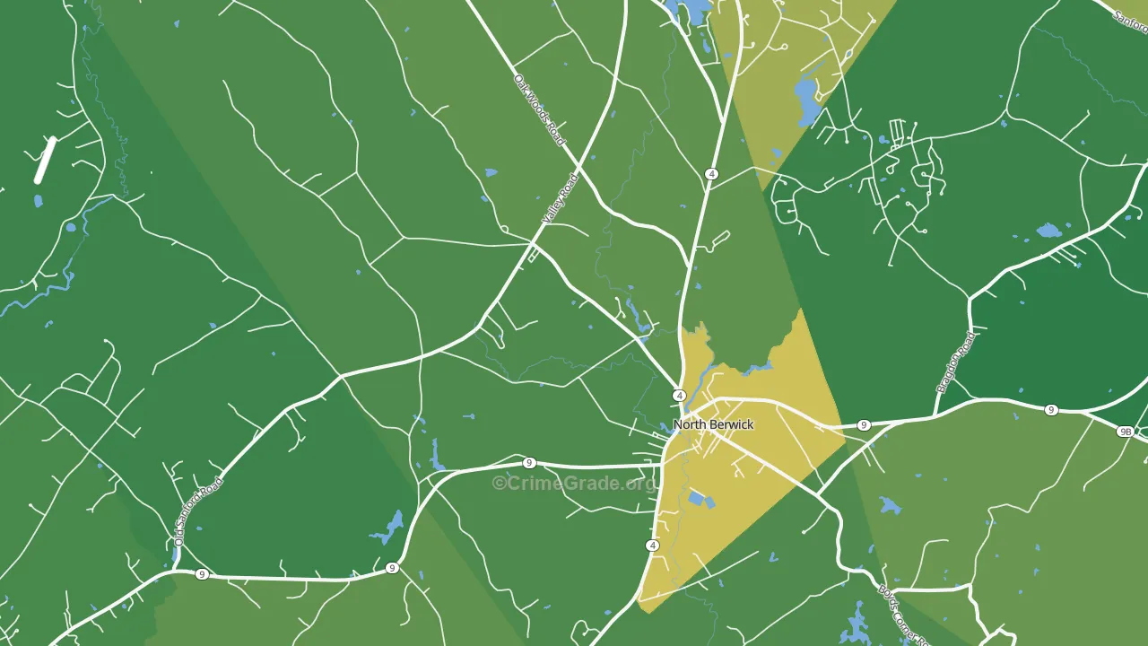 North Berwick, ME Map of Burglary Rates