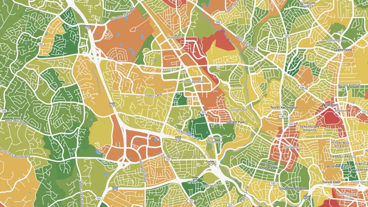 North Bethesda, MD Map of Burglary Rates