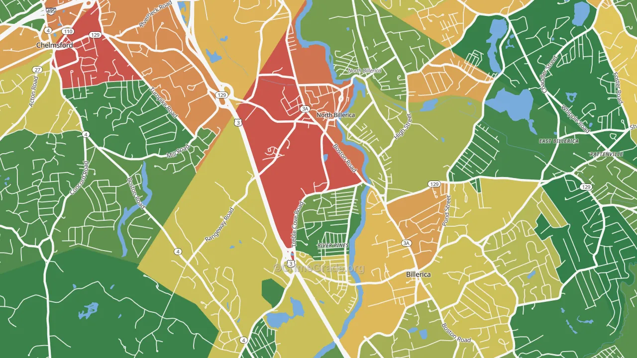 North Billerica, MA Map of Burglary Rates