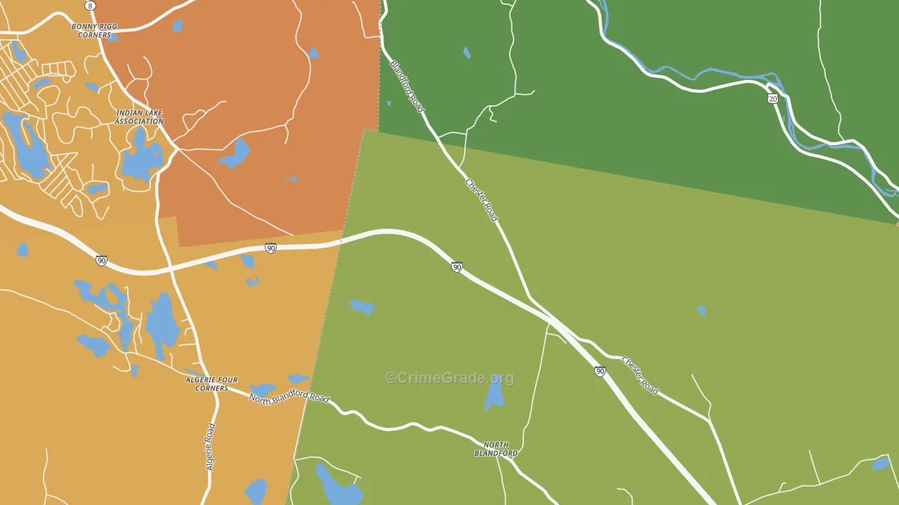 North Blandford, MA Map of Burglary Rates