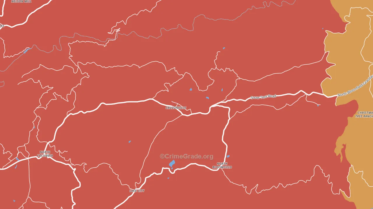 North Bloomfield, CA Map of Burglary Rates