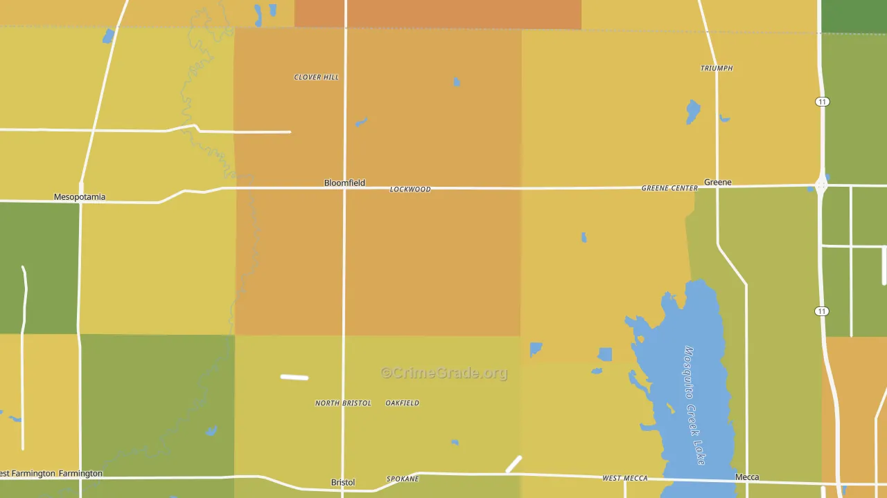 North Bloomfield, OH Map of Burglary Rates