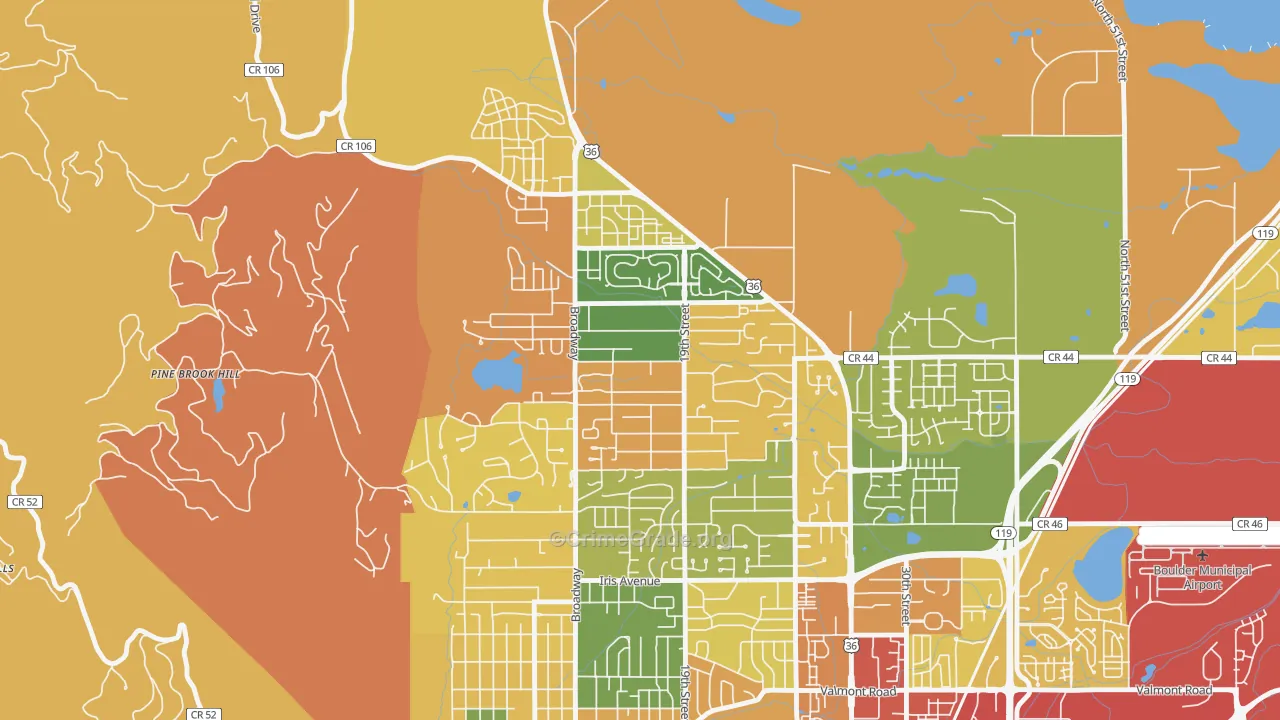North Boulder, Boulder, CO Map of Burglary Rates