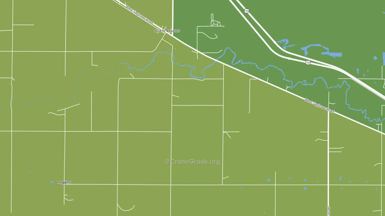 North Bradley, MI Map of Burglary Rates
