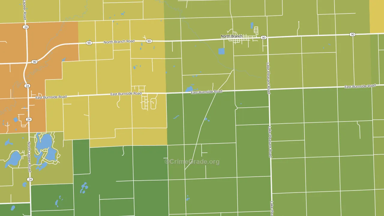 North Branch, MI Map of Burglary Rates