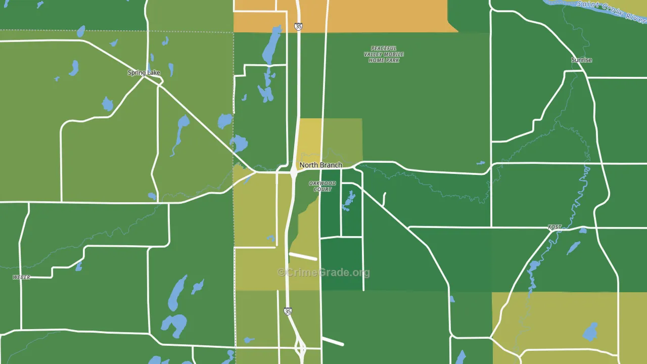North Branch, MN Map of Burglary Rates