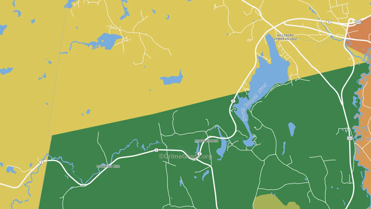 North Branch, NH Map of Burglary Rates