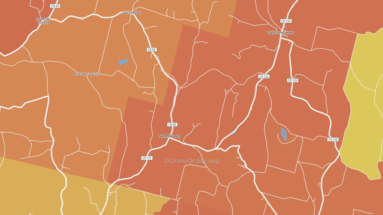 North Branch, NY Map of Burglary Rates