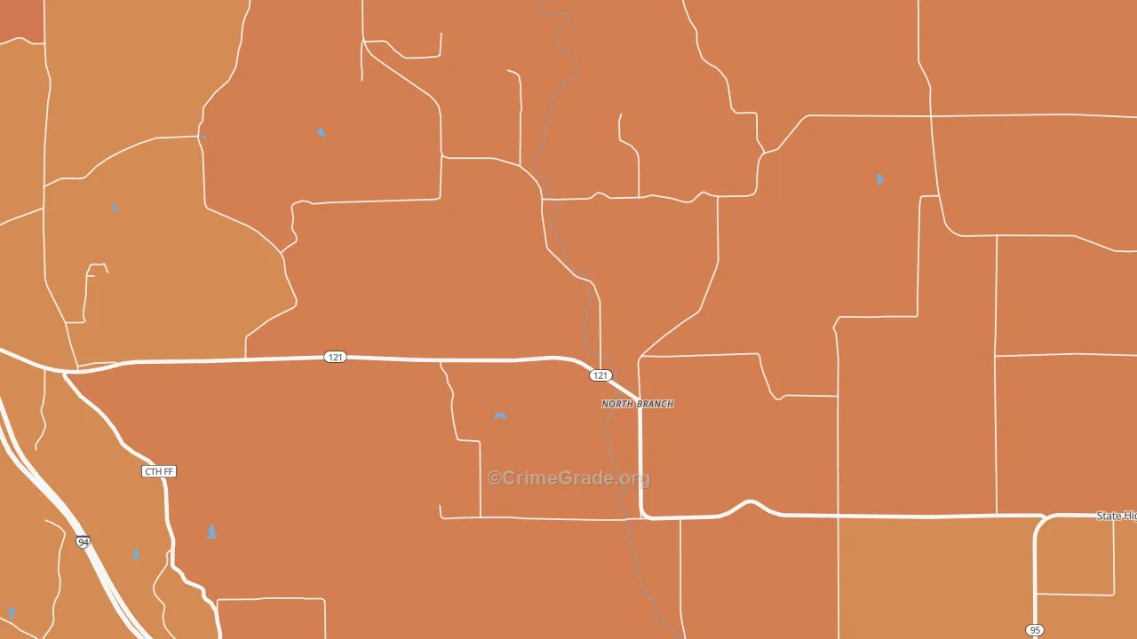 North Branch, WI Map of Burglary Rates