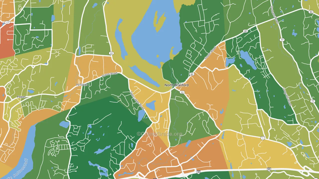 North Branford, CT Map of Burglary Rates