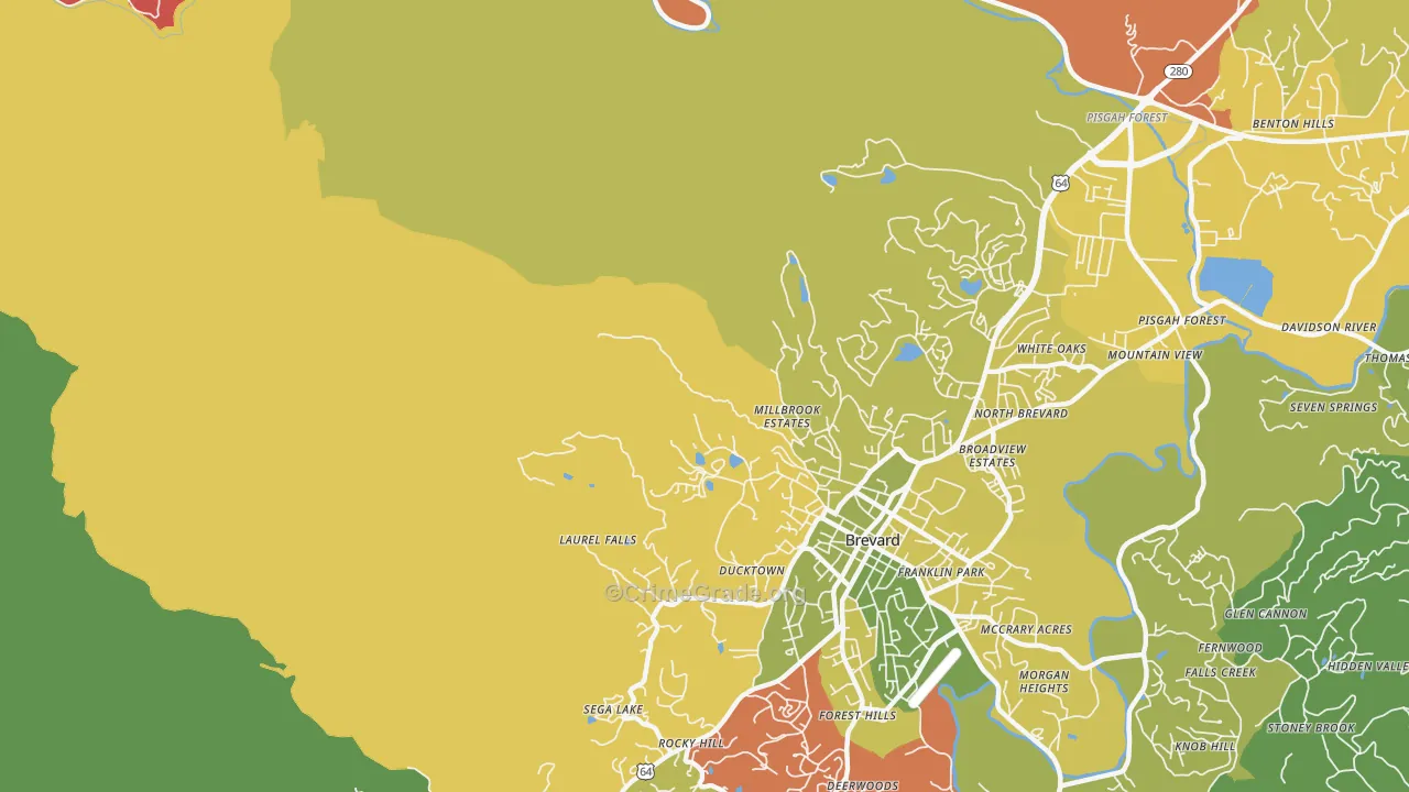 North Brevard, NC Map of Burglary Rates