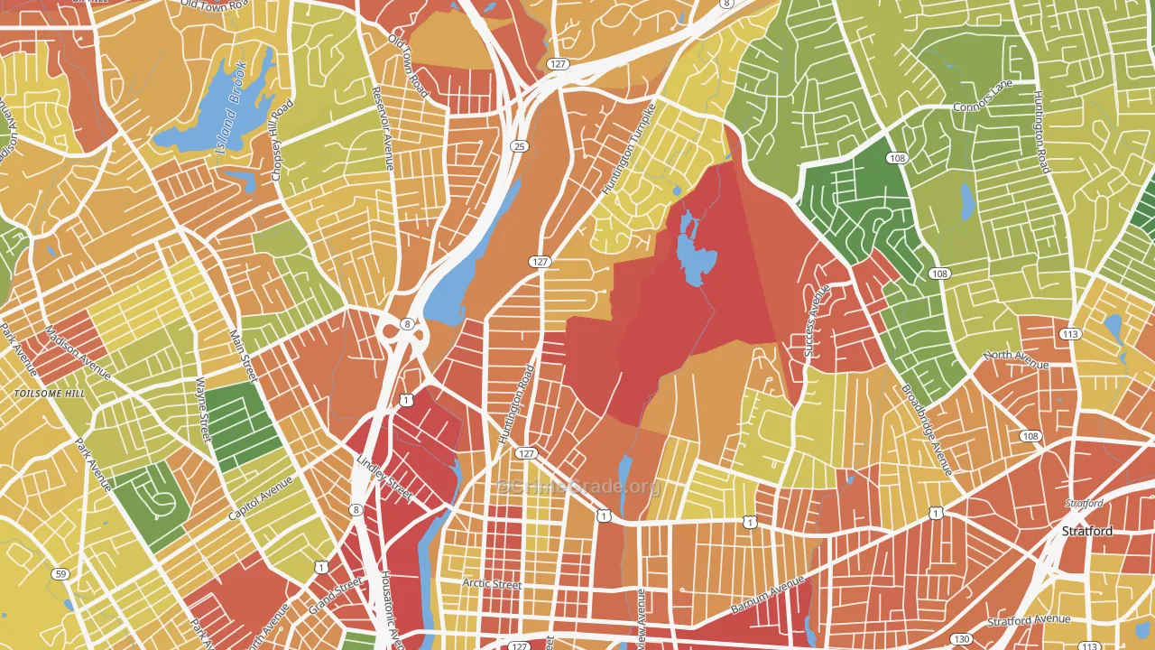 North Bridgeport, Bridgeport, CT Map of Burglary Rates