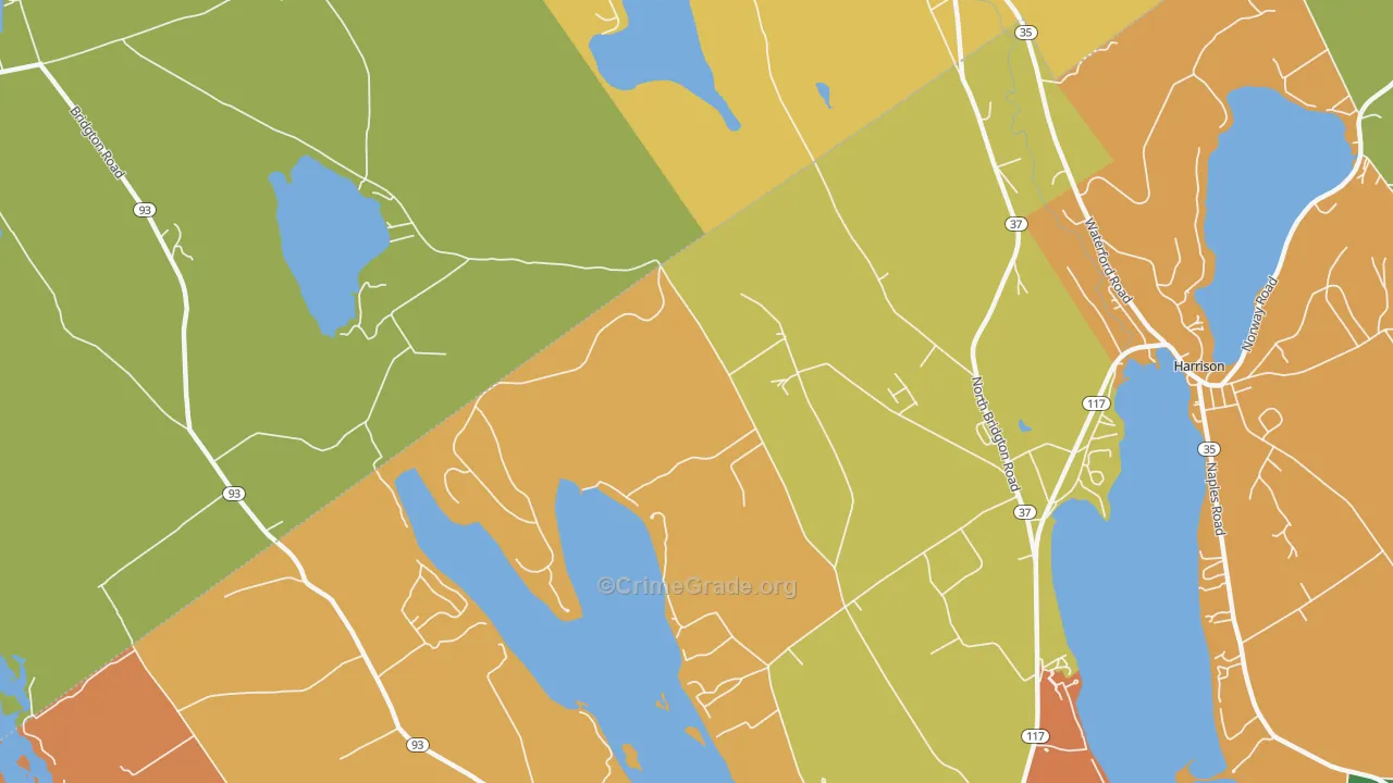 North Bridgton, ME Map of Burglary Rates