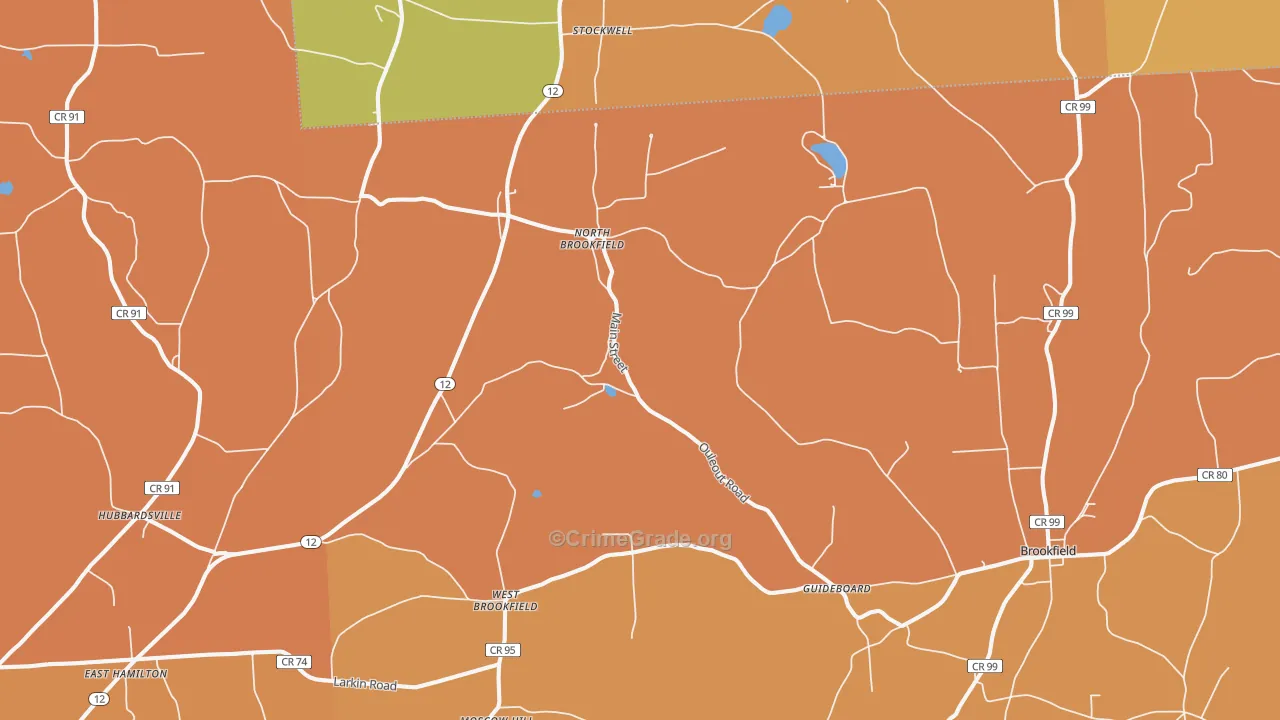 North Brookfield, NY Map of Burglary Rates
