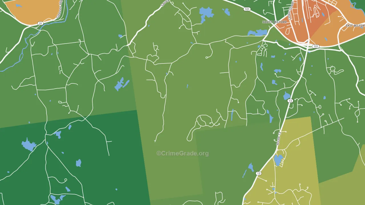 North Brookline, NH Map of Burglary Rates