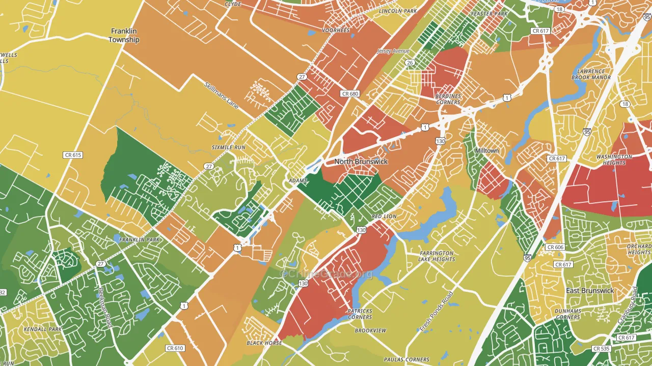 North Brunswick, NJ Map of Burglary Rates