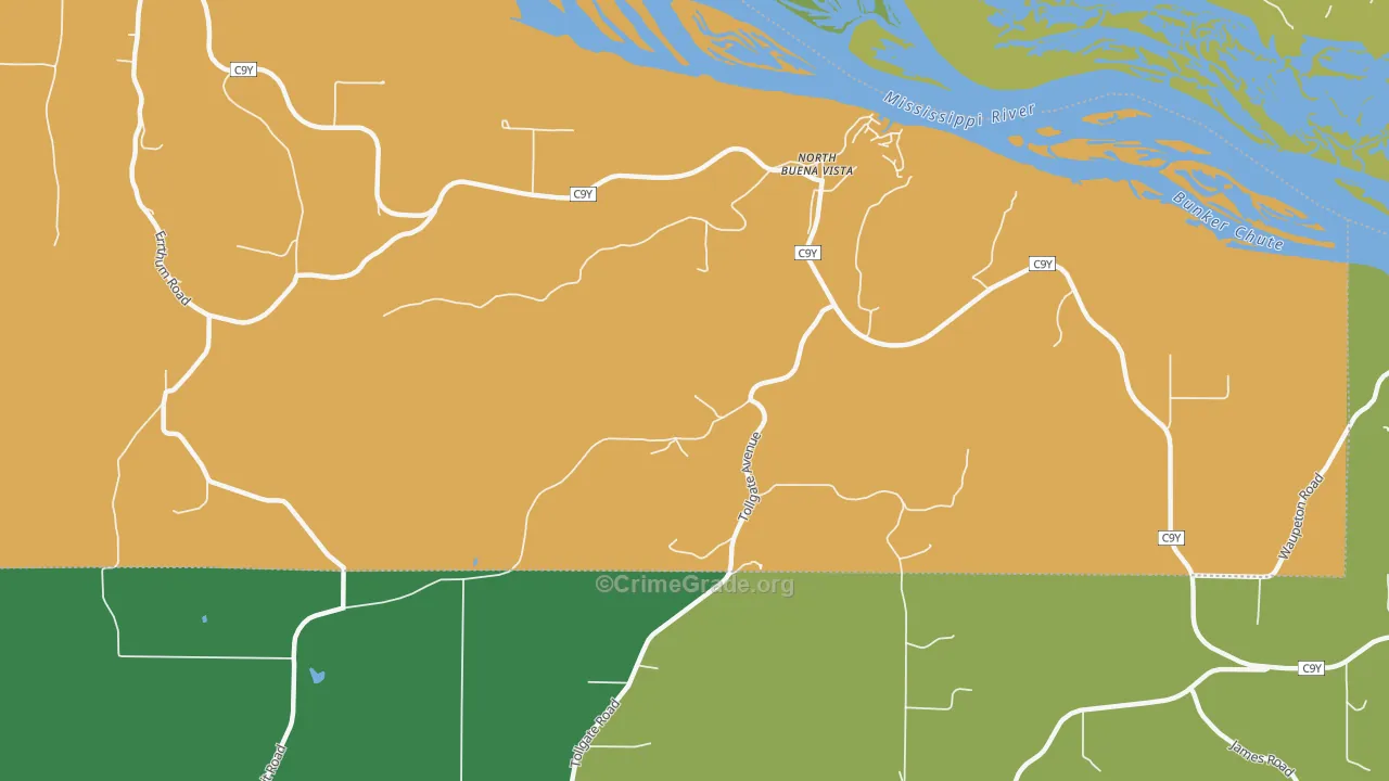 North Buena Vista, IA Map of Burglary Rates