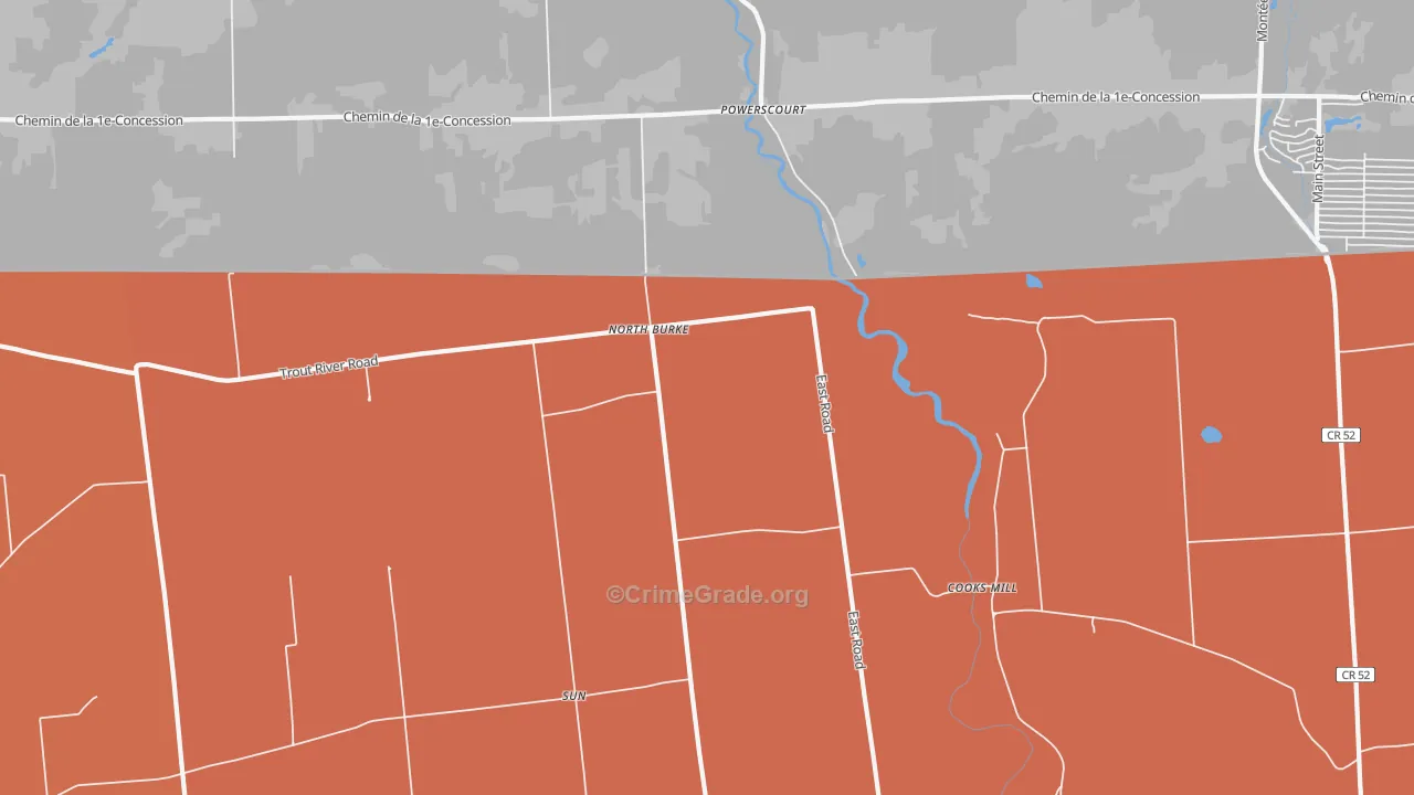 North Burke, NY Map of Burglary Rates