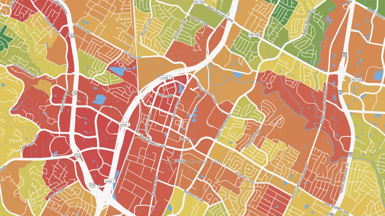 North Burnet, Austin, TX Map of Burglary Rates