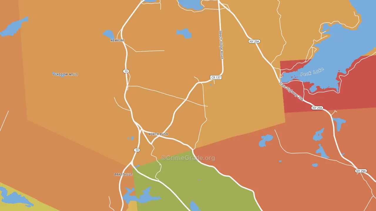 North Bush, NY Map of Burglary Rates