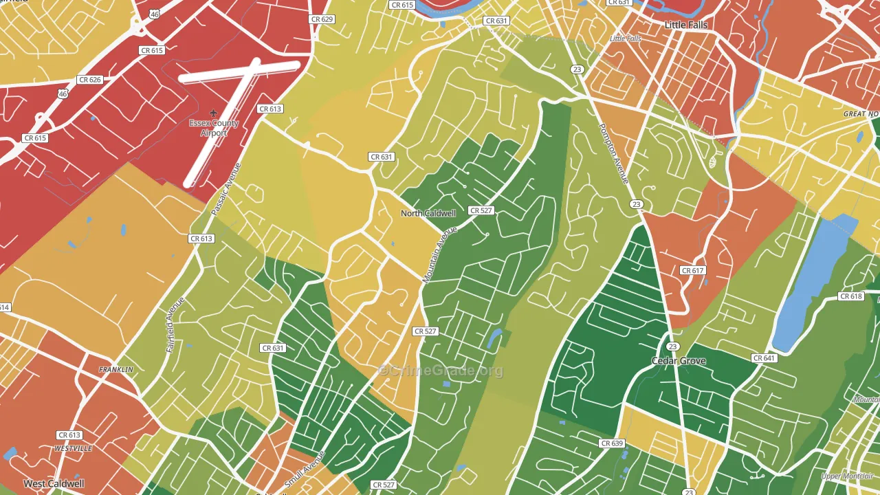 North Caldwell, NJ Map of Burglary Rates