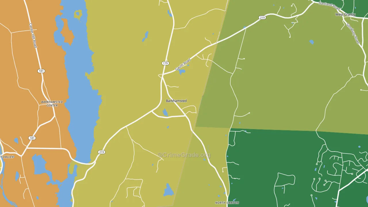 North Canton, CT Map of Burglary Rates