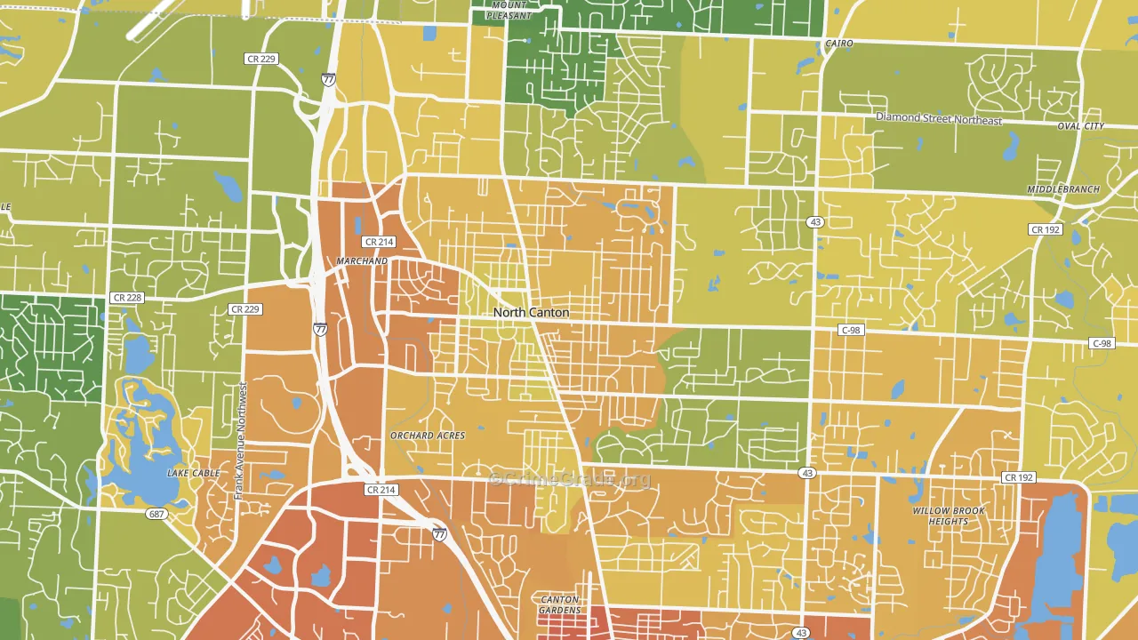 North Canton, OH Map of Burglary Rates