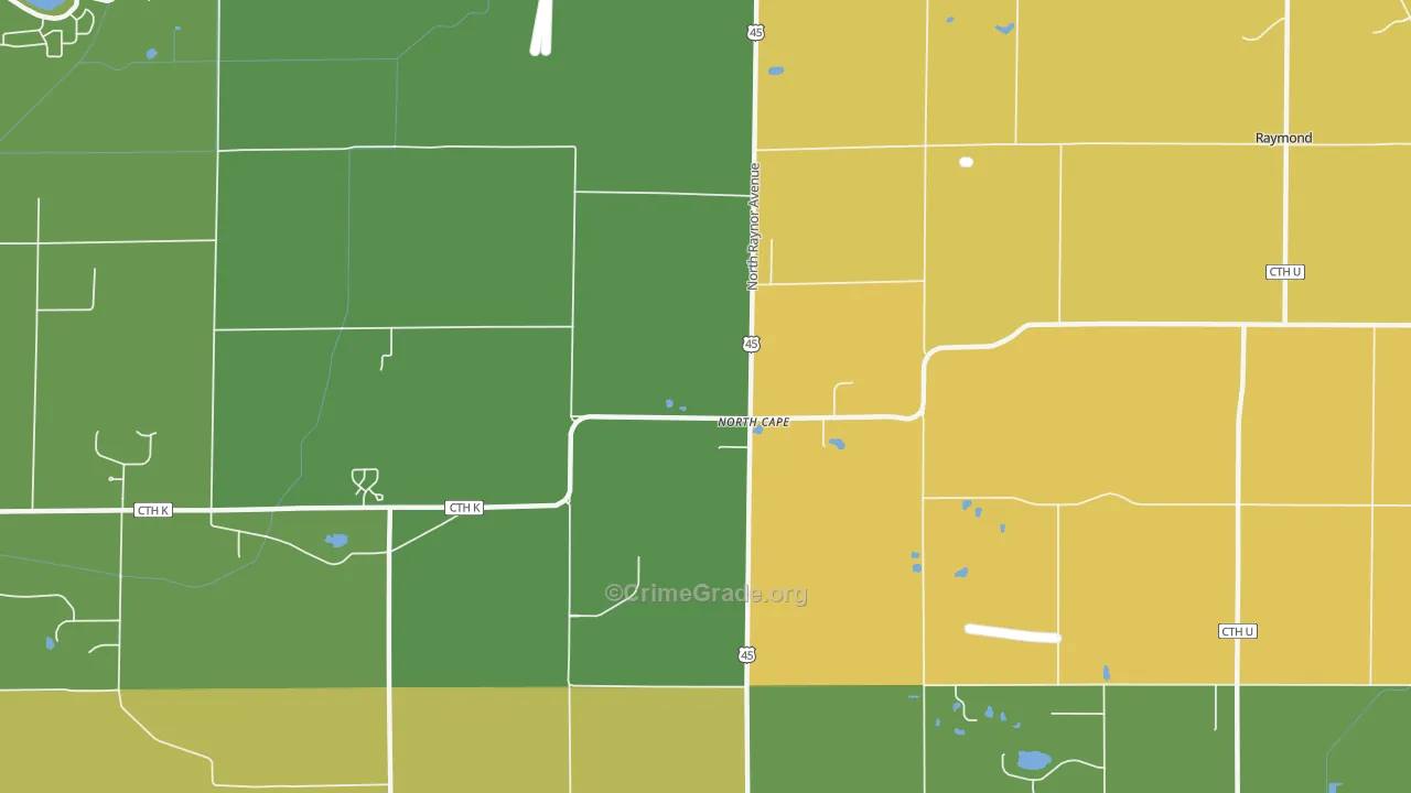North Cape, WI Map of Burglary Rates