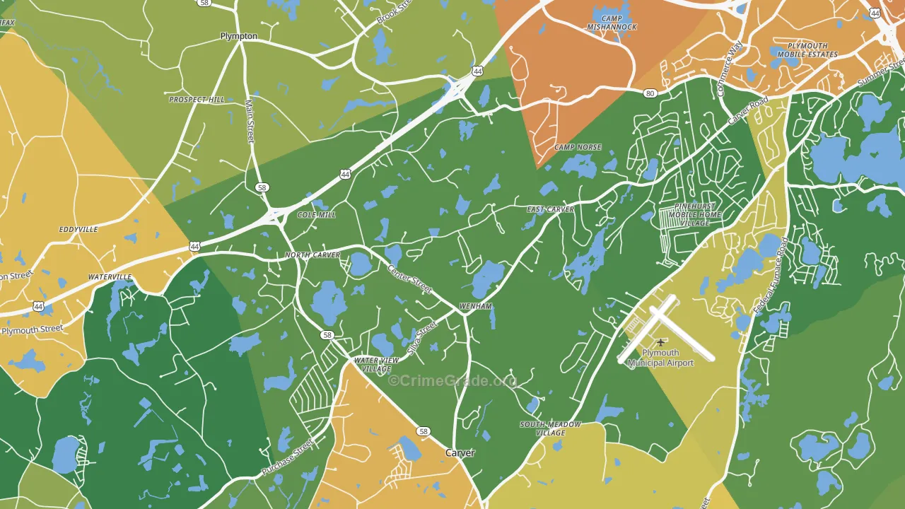 North Carver, MA Map of Burglary Rates