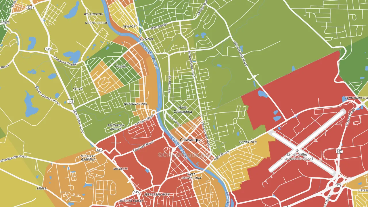 North Catasauqua, PA Map of Burglary Rates
