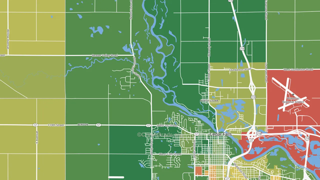 North Cedar, IA Map of Burglary Rates